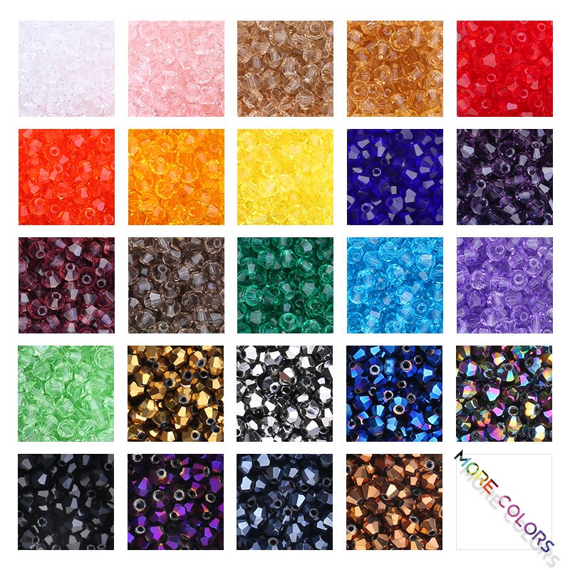 4mm Kaca Manik-manik Bicone Kit Manik-manik Perhiasan Manik-manik Pengatur Jarak Longgar Fit Membuat Perhiasan DIY Gelang Kalung Aksesoris 4800 pcs / box