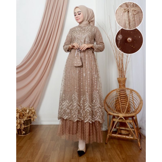 GAMIS NAIMA | BAHAN TILLE BORDIR MUTIARA | By Balli Kebaya