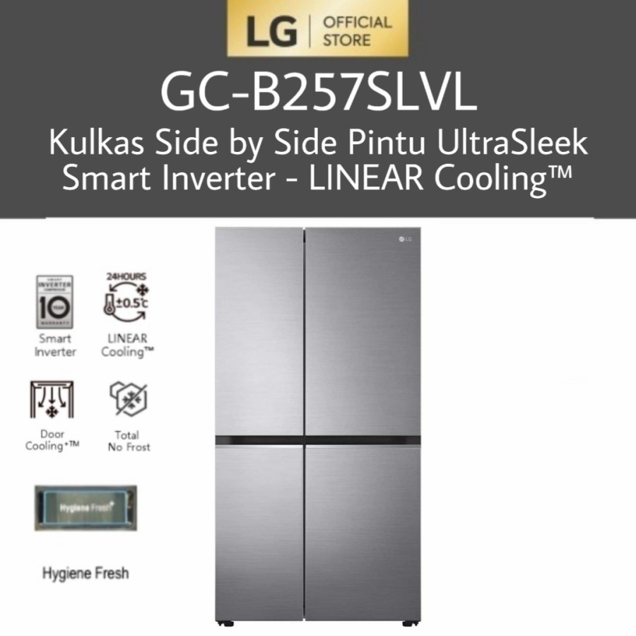 LG GC-B257SLVL / GCB257SLVL Kulkas Side by Side Pintu UltraSleek SmartInverter 694L