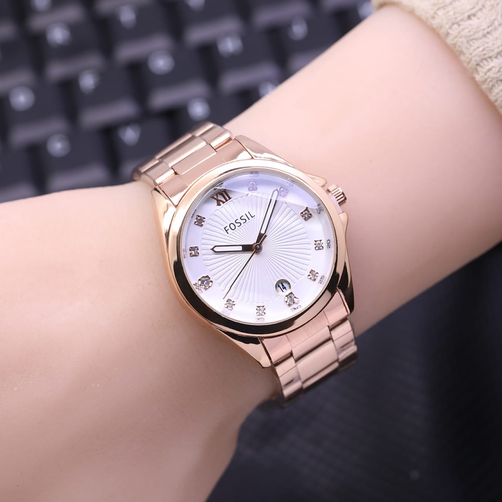 Jam Tangan Wanita Fashion L3857S Tali Rantai Tanggal Aktif Free Box &amp; Baterai