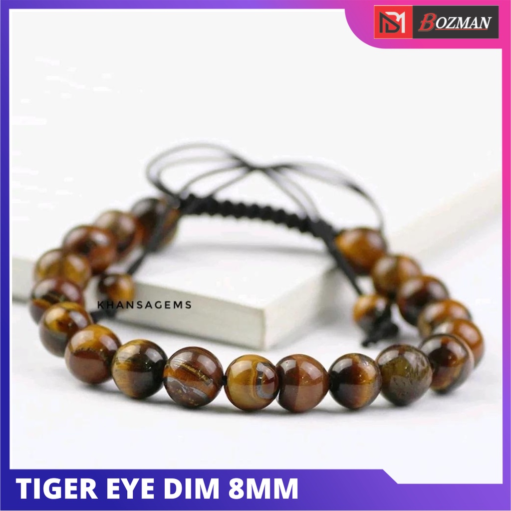 Gelang Tangan Natural Tiger Eye Atau Biduri Sepah Aneka Diameter 6mm 8mm 10mm 12mm