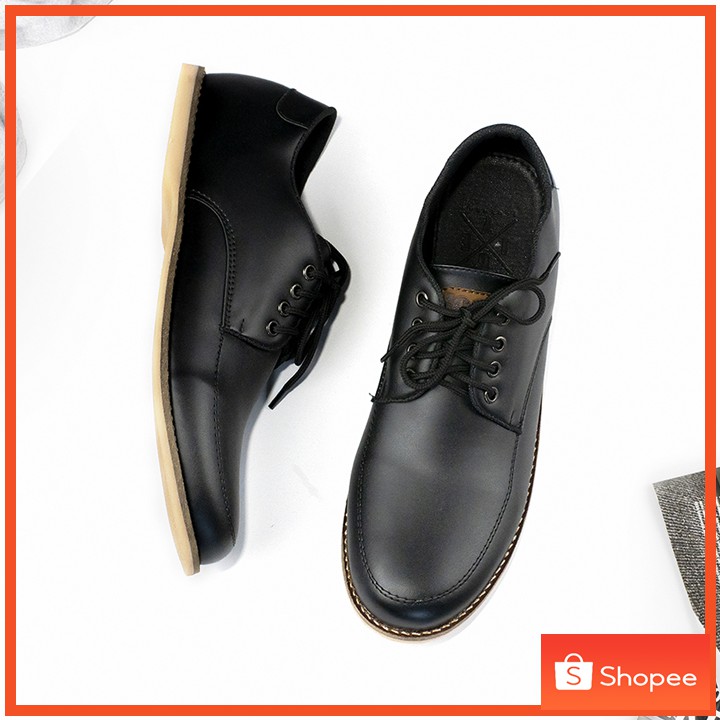 Sepatu Pantofel Pria Kulit Formal Casual - Gain Black