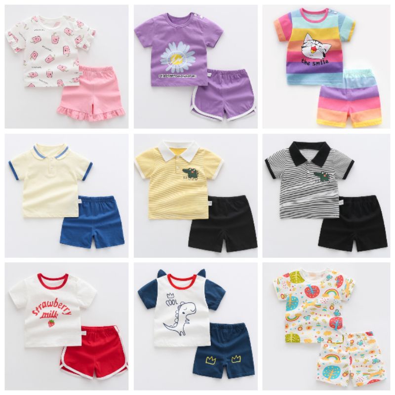 Baju setelan anak unisex motif terbaru 2022 (cowok/cewek) ST010