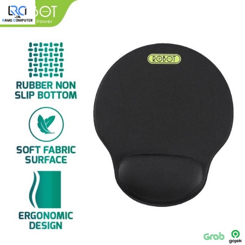 Robot RP02 Non-slip with Ergonomic Wrist Rest Design Mousepad Black