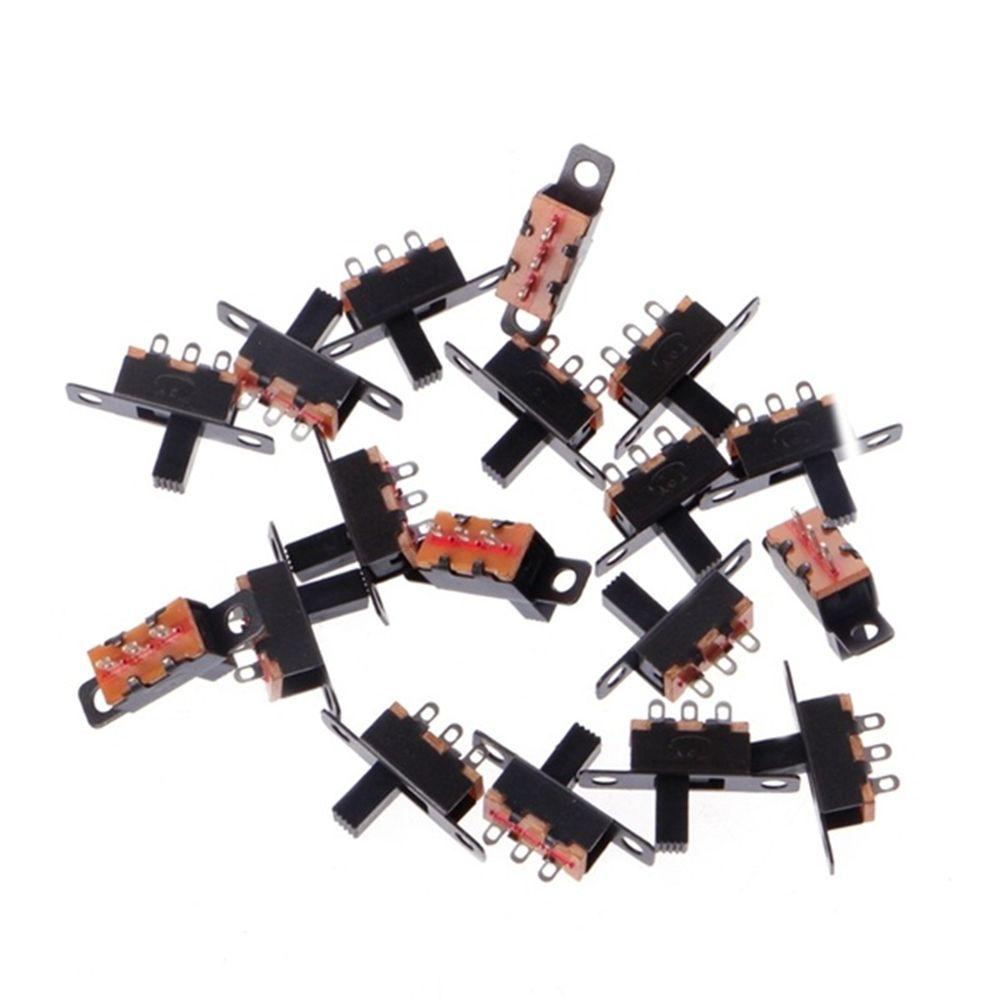 Nickolas1 Saklar 20Pcs DIY Power 3pin Hitam ON-Off Miniatur Slide Switch