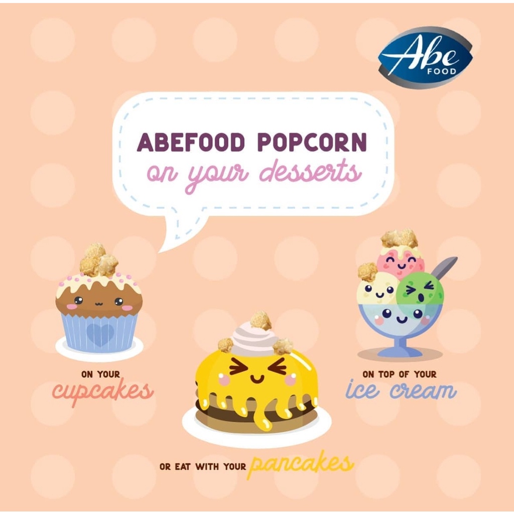 ABE FOOD Popcorn For Kids 80g - Snack Sehat Popcorn Anak - Cemilan Jagung Caramel - Non GMO Corn