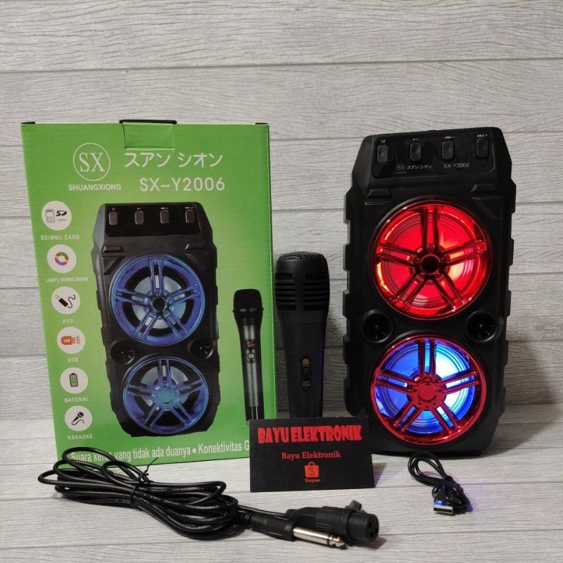 Speaker Bluetooth Portable SX-Y2006 Gratis Microphone Karoke Super Bass /Salon Aktif Bluetooth