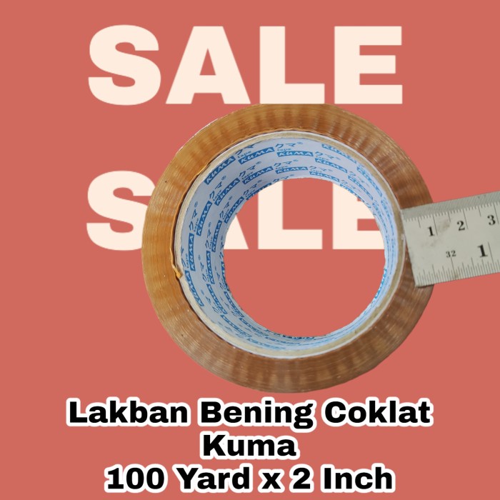 Lakban Bening Coklat Kuma 100 Yard x 2 Inch, Isolasi Bening Cokelat