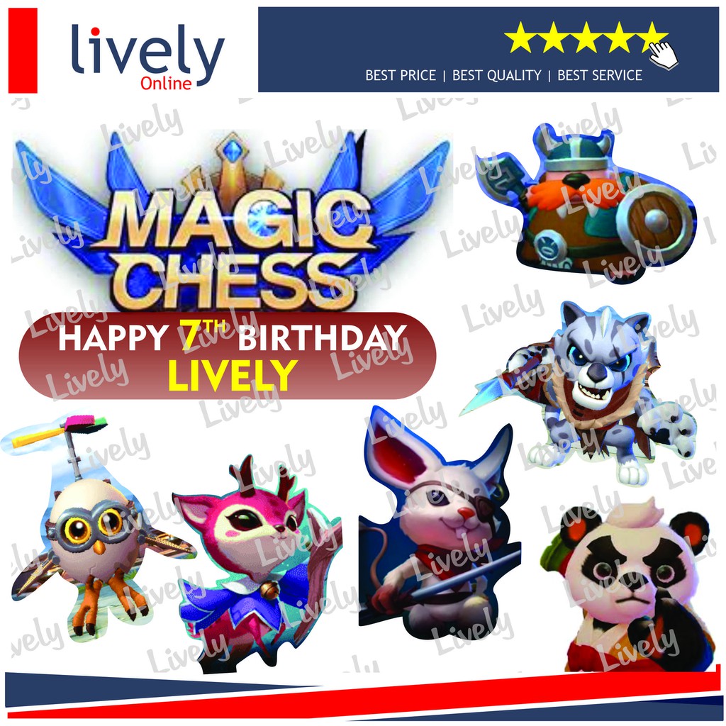 CUSTOM NAMA CAKE TOPPER MAGIC CHESS KARAKTER HIASAN KUE HBD HAPPY BIRTHDAY