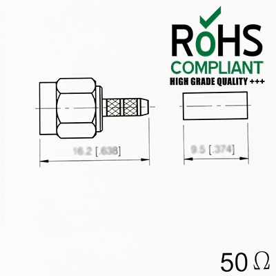 KONEKTOR CONNECTOR RG174 RP-SMA M (MALE)