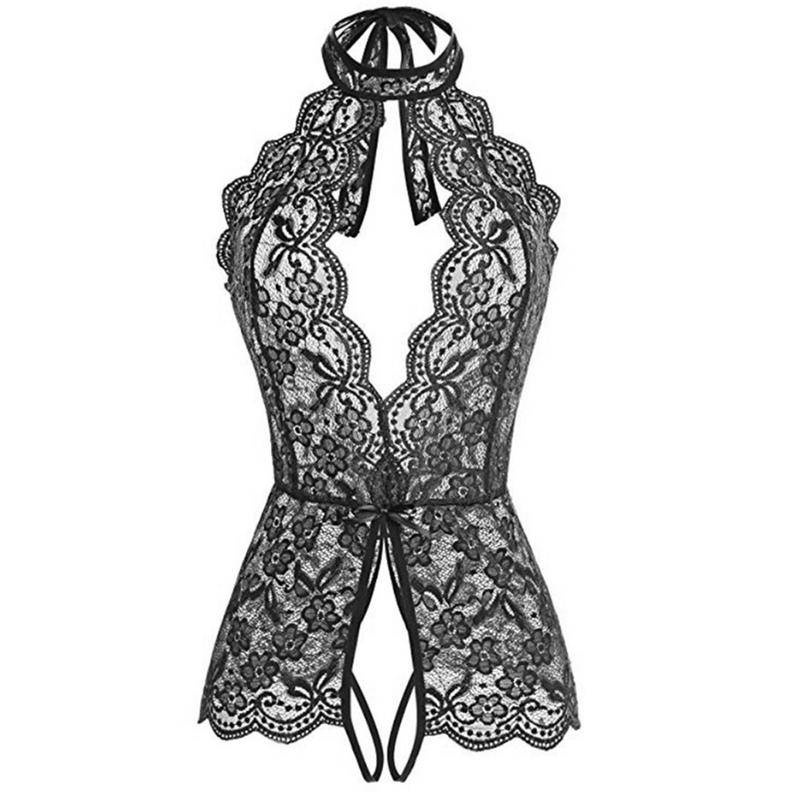 【Wetrose】Hot Sexy Charming Lace Erotic Romantic Crotchless Jumpsuit Teddy Lingerie Bodysuit Open Crotch Wanita