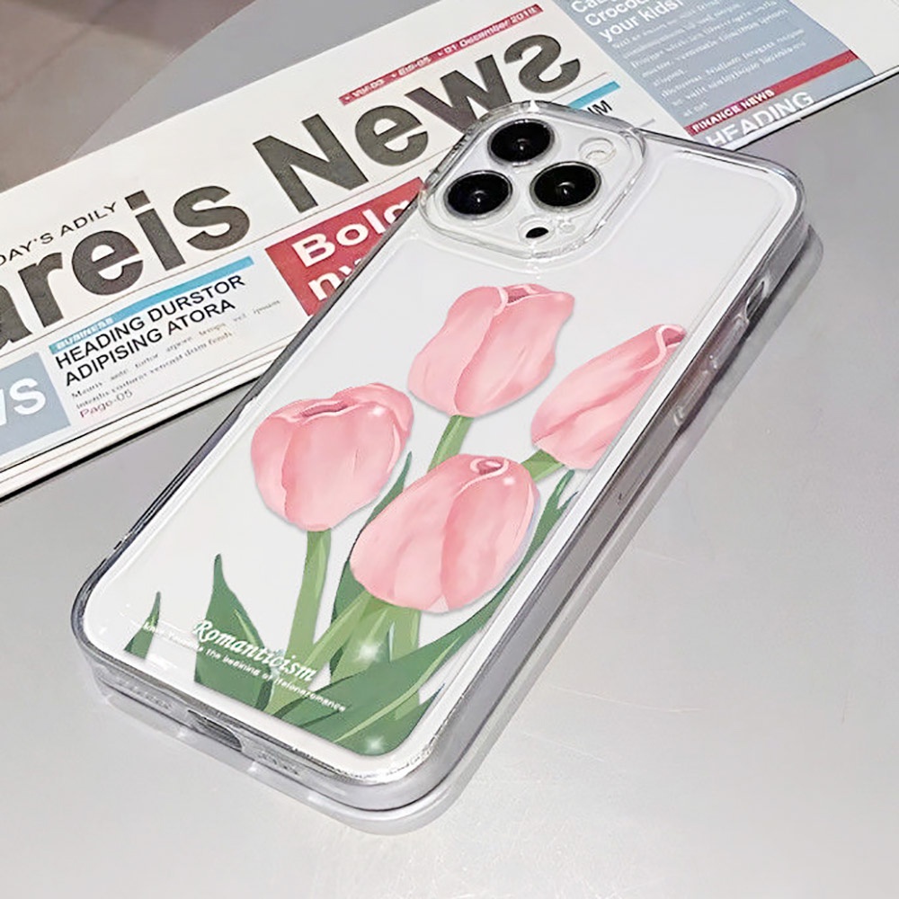 Soft Case Transparan Motif Bunga Tulip Untuk iPhone 13 11 12 Pro Max X XR XS Max 7 8 Plus SE 2020 2022