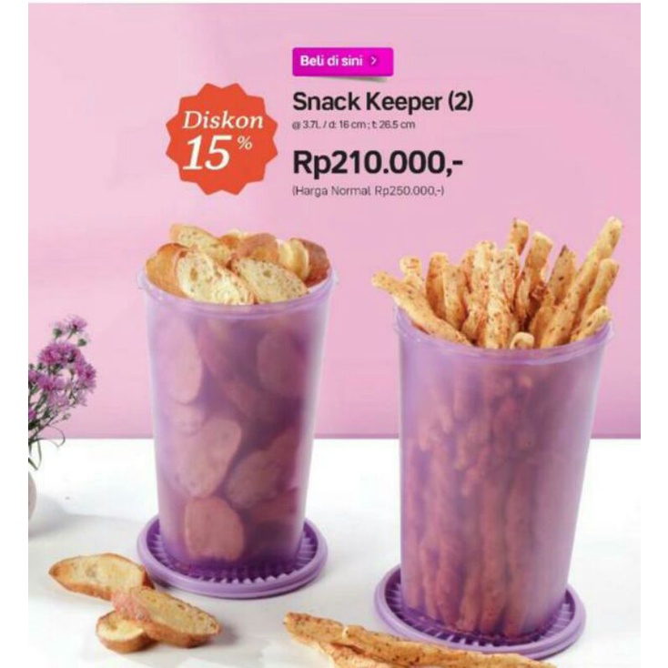 Snack keeper Toples ungu set Tupperware isi 2pcs