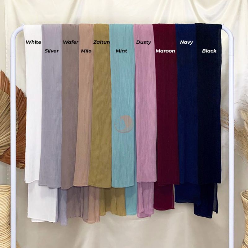 Pashmina Plisket Lidi Polos Tanpa Lipatan/Kerudung plisket/hijab plisket-3