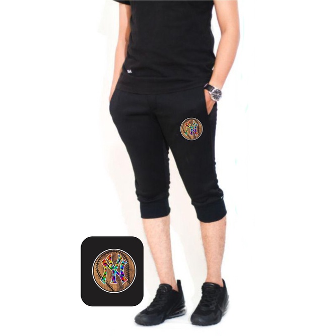 Miago,Celana jogger 7/8 cowok logo BALL NY,DIGITAL PRINTING,bahan fleece lembut,bisa COD.