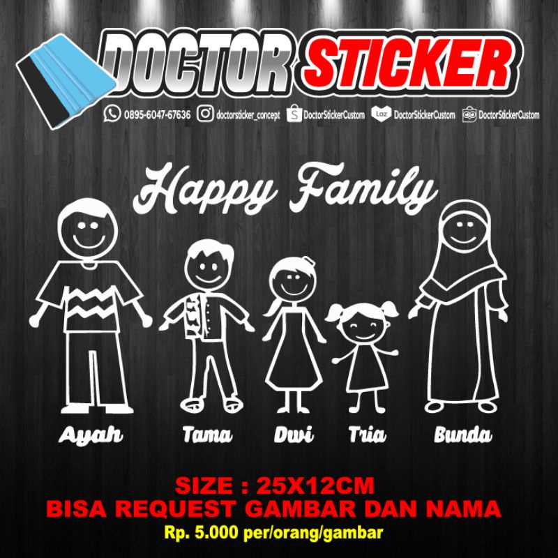 STIKER CUTTING / HAPPY FAMILY STIKER MOBIL KACA BELAKANG - HAPPY FAMILY