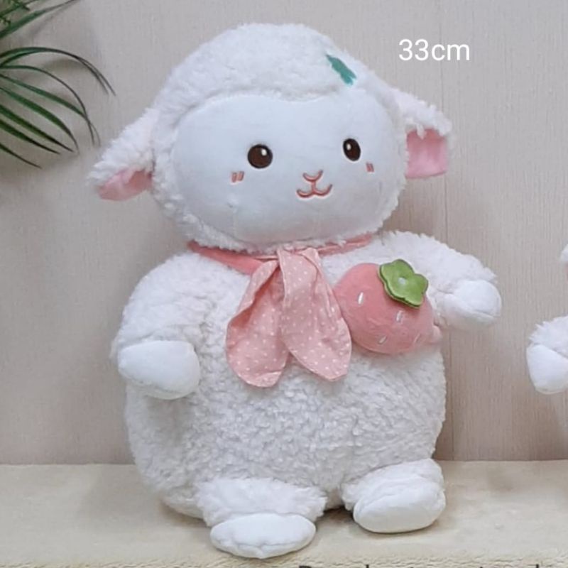 Boneka Domba Tas Strawberry Syal Sheep Animal Lucu Bahan Lembut