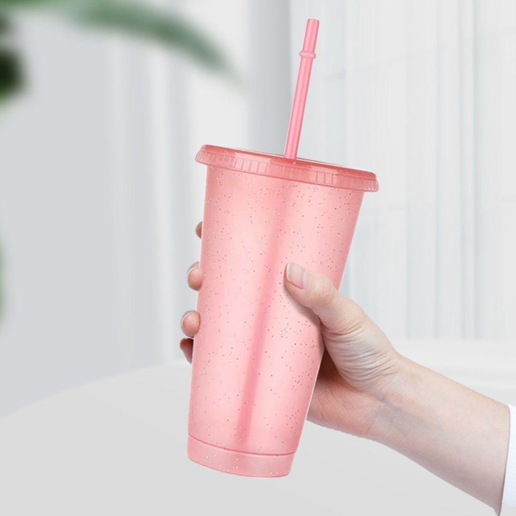 Quinton Straw Drinking Cup Wide Mouth Pilihan Multi Warna Peralatan Minum Reusable Yang Dipersonalisasi Dengan Sedotan, Botol Air Bubuk Flash Tutup