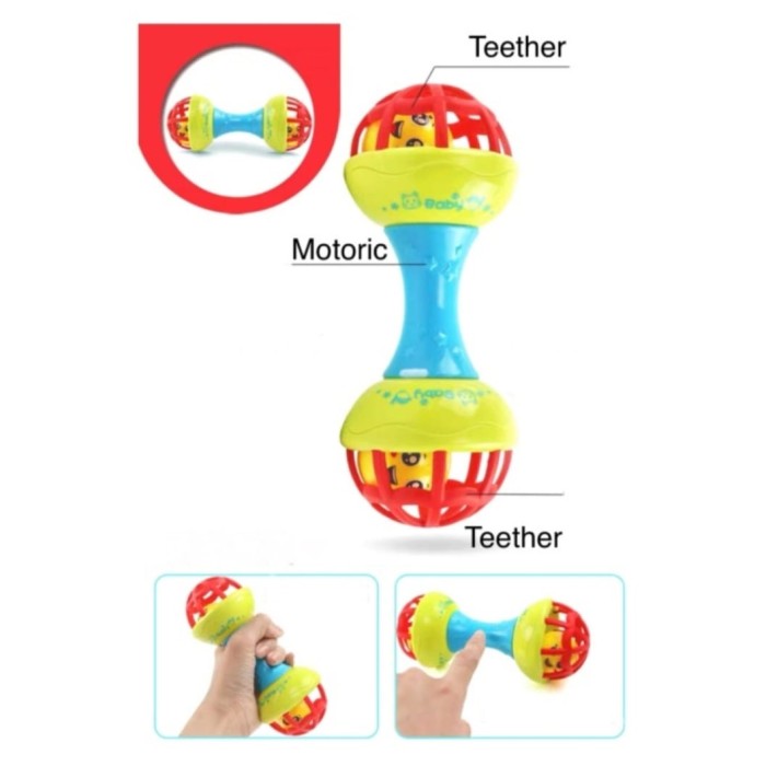 TokoPapin Mainan Bayi Kerincingan Rattle Teether Stick Gigitan Anak Bayi BPA Free