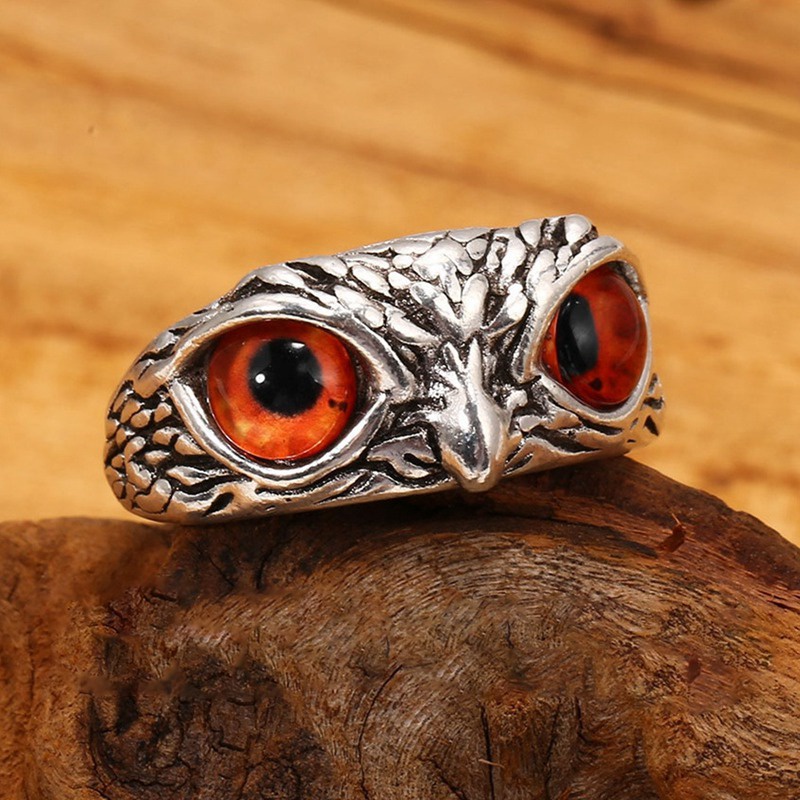 Fancyqube Retro Cute Simple Design Owl Ring Multicolor Eyes Silver Color Men Women Engagement Wedding Rings Jewelry Gifts