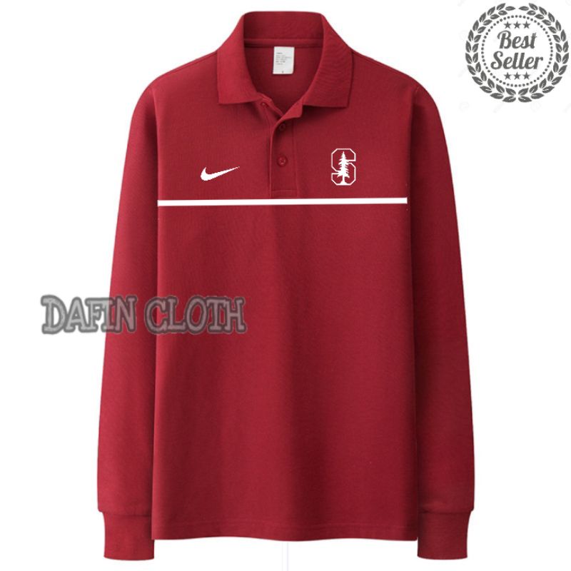Polo shirt Kaos Kerah Pria Lengan Panjang Nike Stanford University