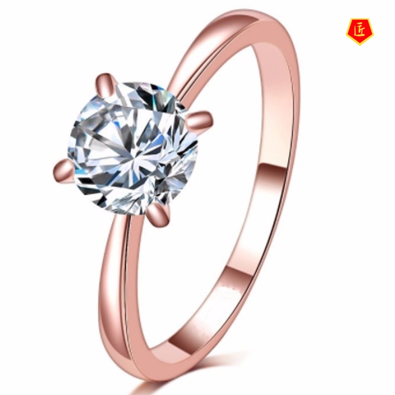 [Ready Stock]Classic Unique Women Diamond Ring 14K Rose Gold