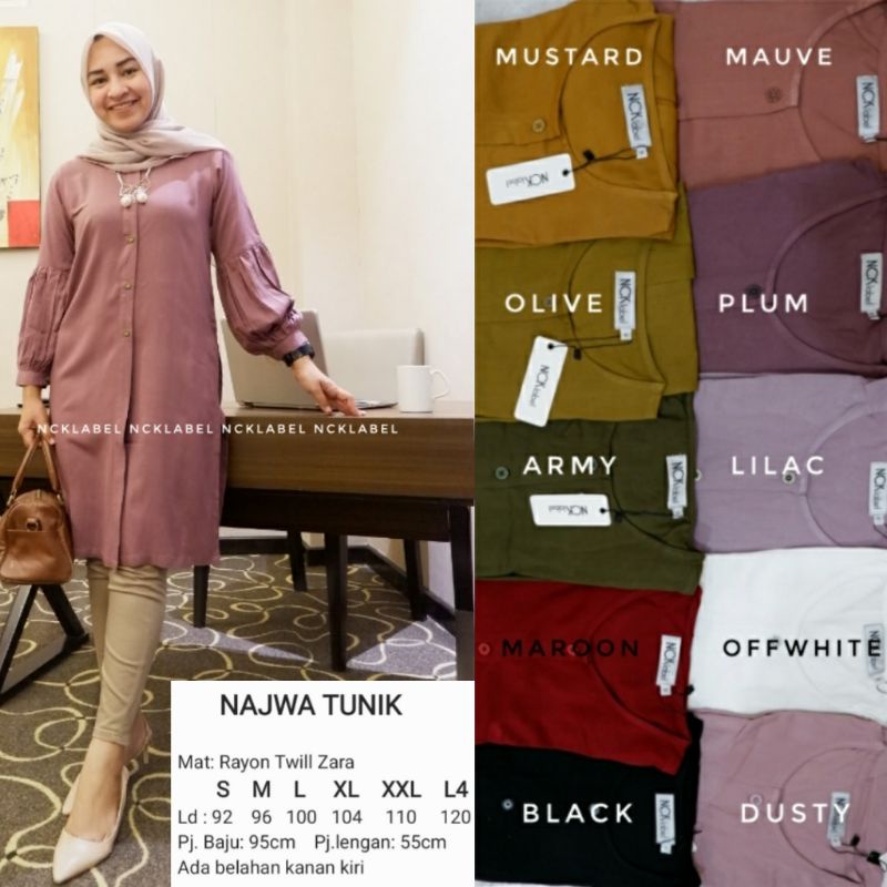 Najwa Tunik Kekinian Wanita Rayon Twill ORI Nck