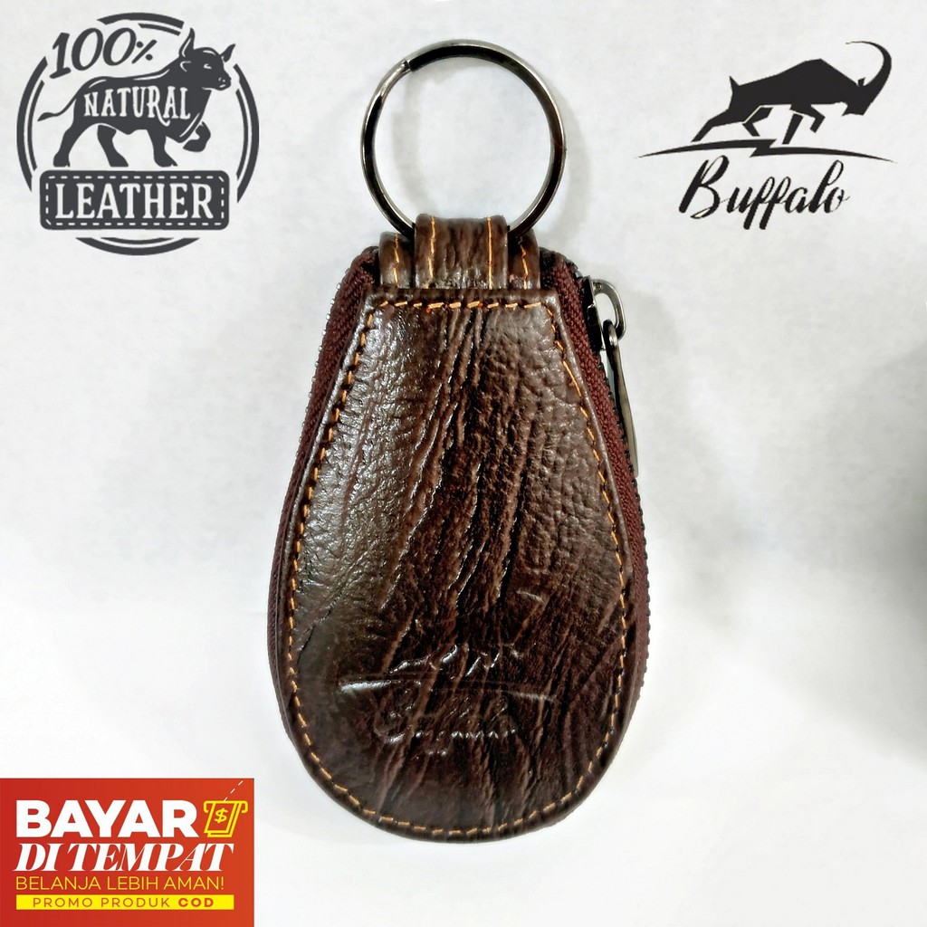 Dompet Gantungan Kunci STNK Mobil / Motor Bahan 100% Kulit Sapi Asli PREMIUM Motif Serat Kayu