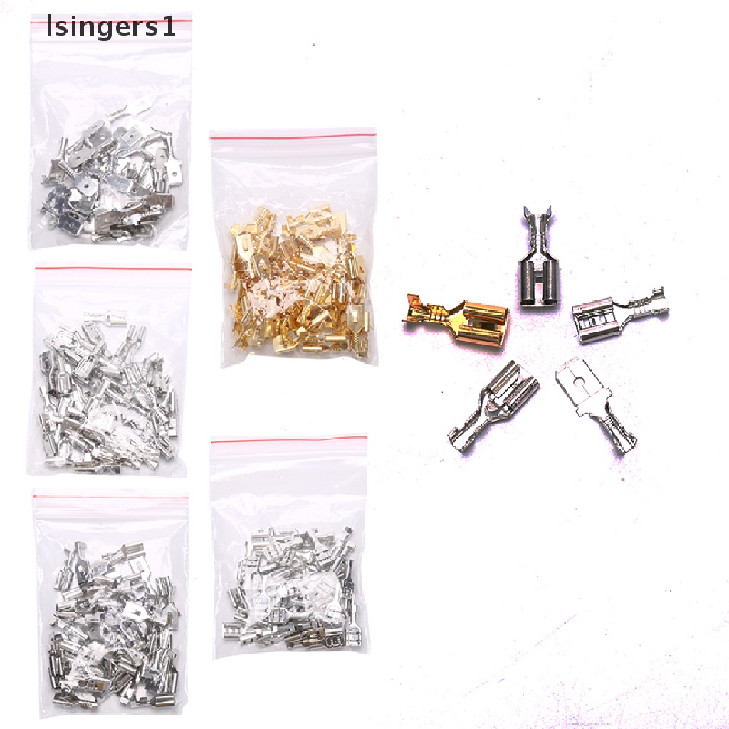 (lsingers1) 50pcs Konektor Terminal Crimp Male Female 6.3