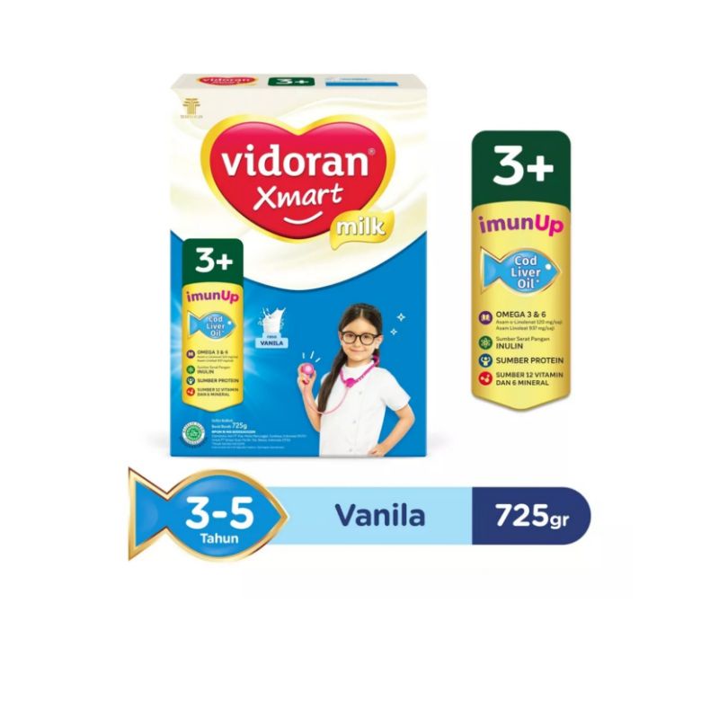 VIDORAN Xmart Milk 1+ 3+ &amp; 5+ Rasa Madu/Vanila/Cokelat 700gr