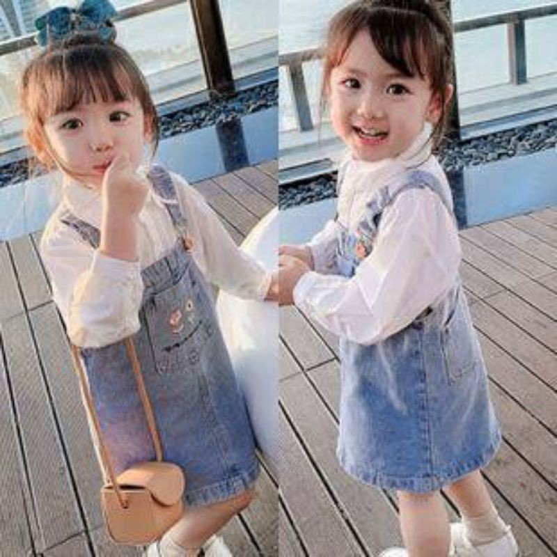 baju overall suspender monyet jeans denim impor murah lucu fashion casual korea anak perempuan cewek