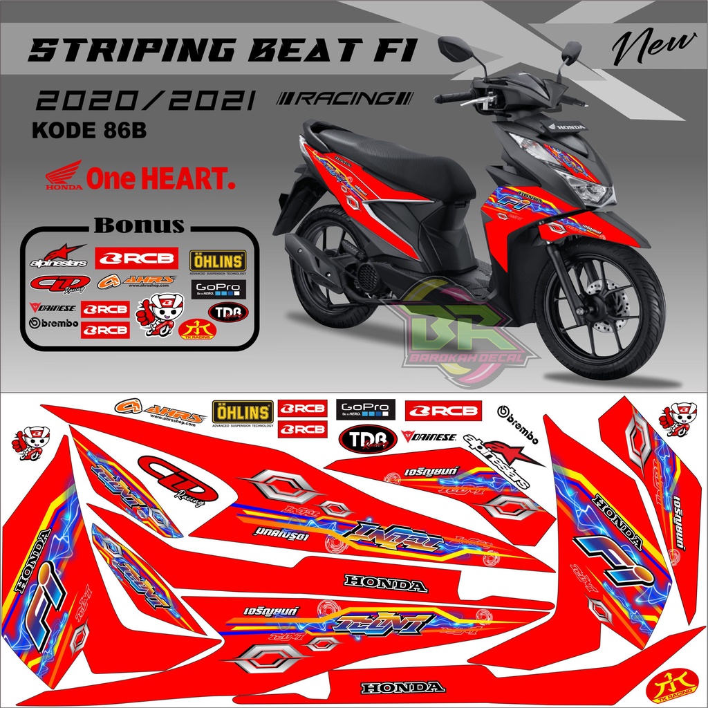 Striping Beat New 2020-2023 Stiker Lis Beat New Variasi kode 86