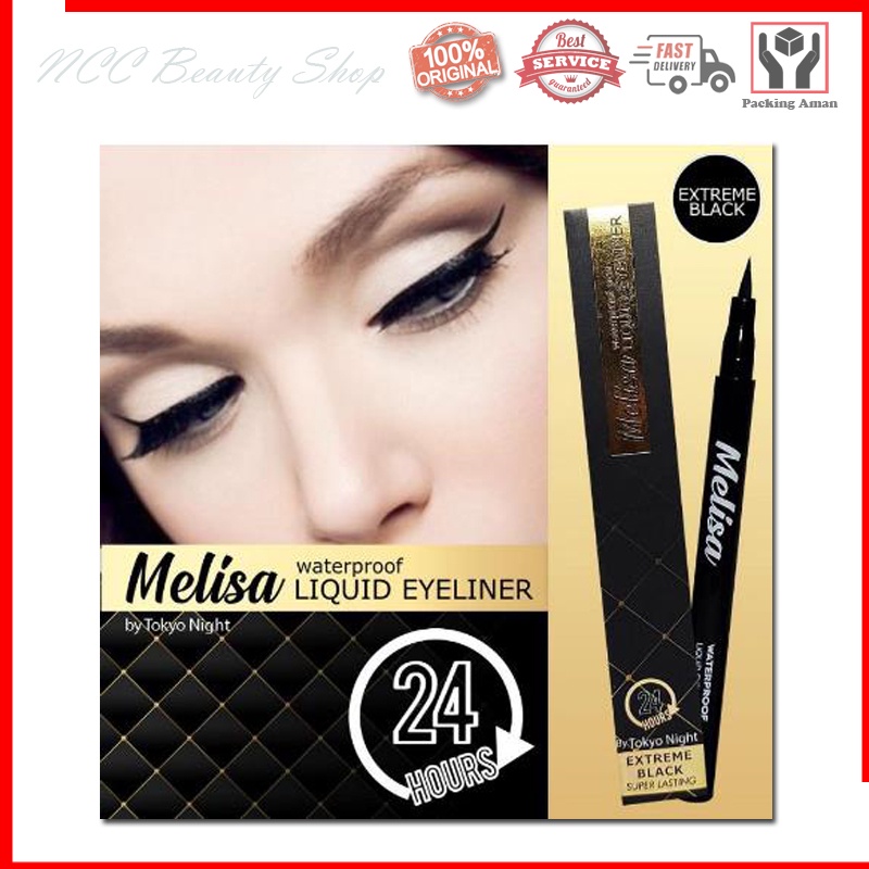 * NCC * Melisa Liquid Eyeliner Pen Extreme Black Hitam Pekat Waterproof Melissa by Tokyo Night- Netto 2 ml