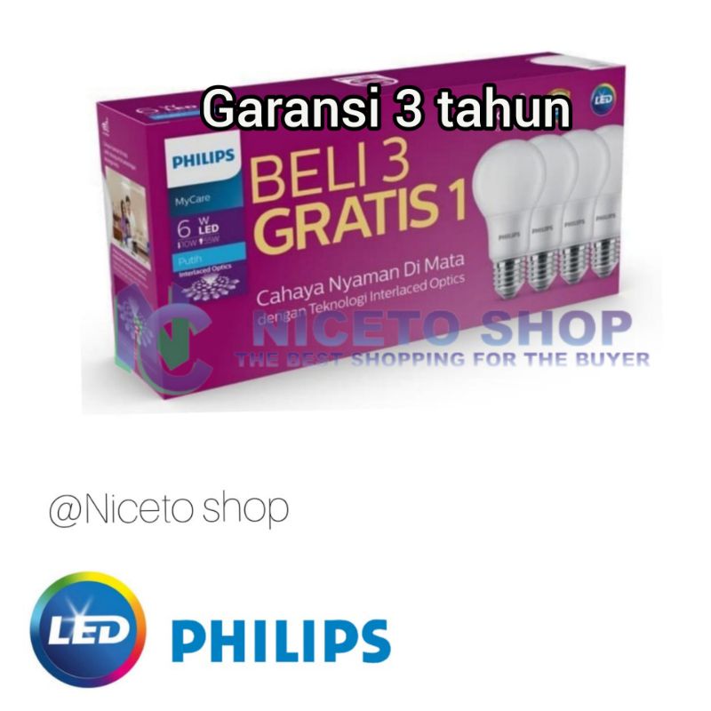 Lampu LED PHILIPS Multipack 6W 6Watt Paket e27 putih