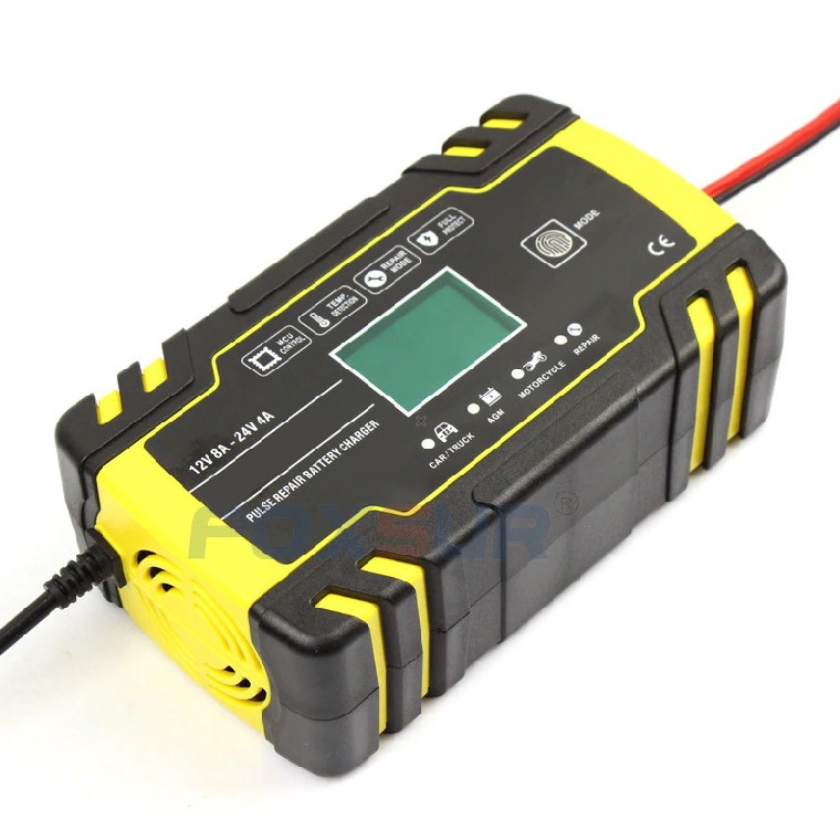 Charger Aki Mobil Motor 140W 12V/24V 150Ah with LCD - FBC122408D - Yellow