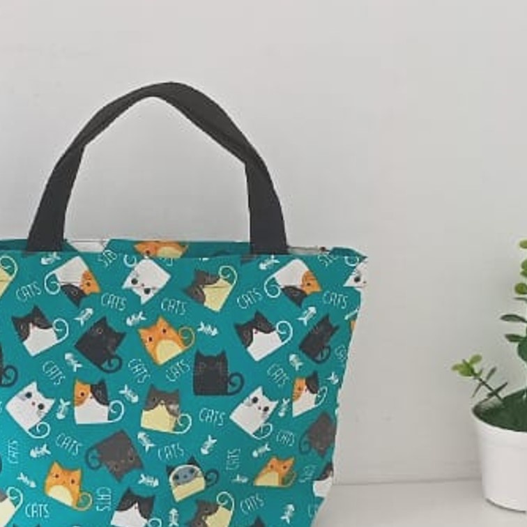 HANDBAG KANVAS TAS KANVAS KECIL MOTIF KUCING TOSCA. Riens Collections