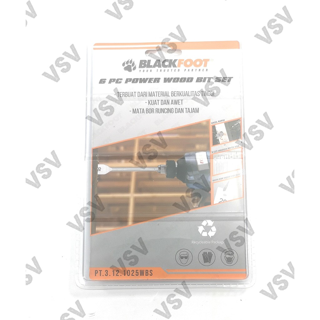 BlackFoot Mata Bor Kayu Mata Bor Kipas Set 6pc Power Wood Bit Set 6pc