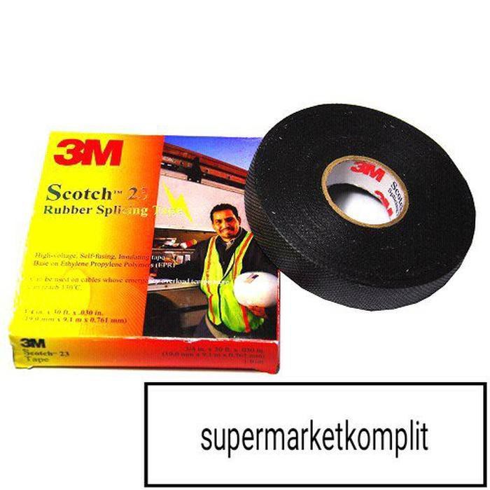 

isolasi tape rubber scotch 23 merek 3M original solasi karet 3 m ukuran lebar 19mm , panjang 9.1