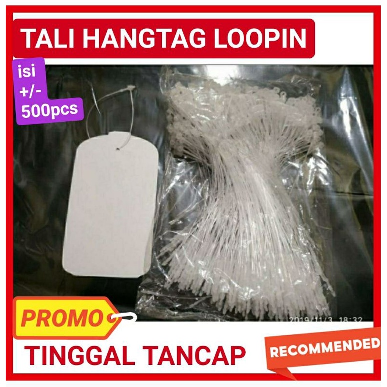 

loopin tali hangtag label baju / tali hang tag plastik stringpin loopin sekitar 500pcs