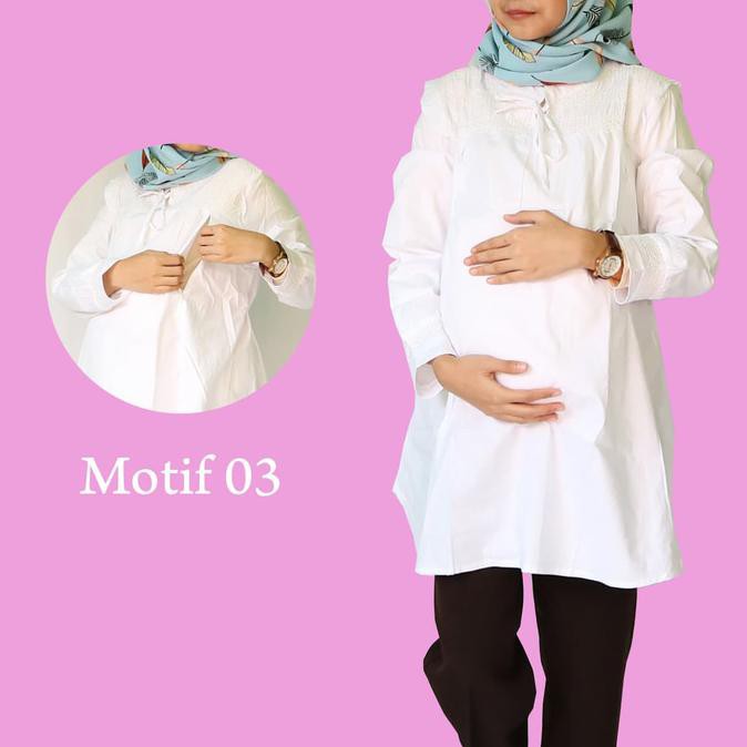 Ready Terbaru  Baju Kemeja Hamil Kerja / Formal / Kantor Warna Putih Polos