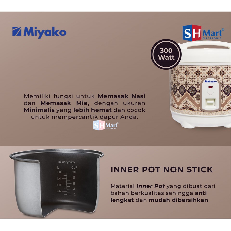 MIYAKO RICE COOKER PSG 607 / PSG-607 / Penanak Nasi PSG 607 - 0.6L LITER (MEDAN)