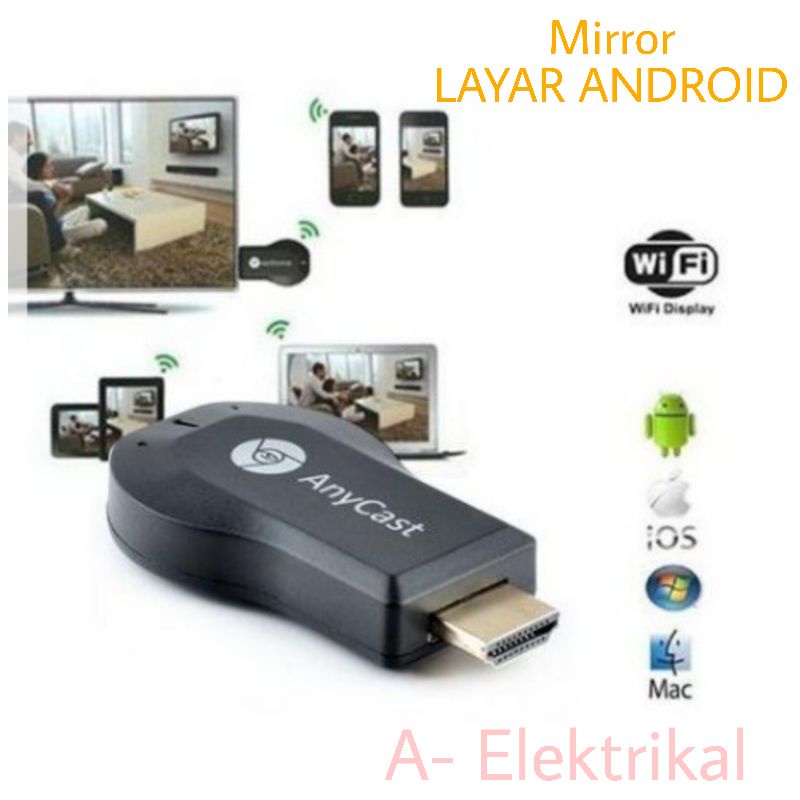 ANYCAST HDMI DONGLE PROYEKSI LAYAR HP ANDROID KE MONITOR / LED /TV HDD 1080 4K/DONGEL/ M4 PLUS MIRACAST