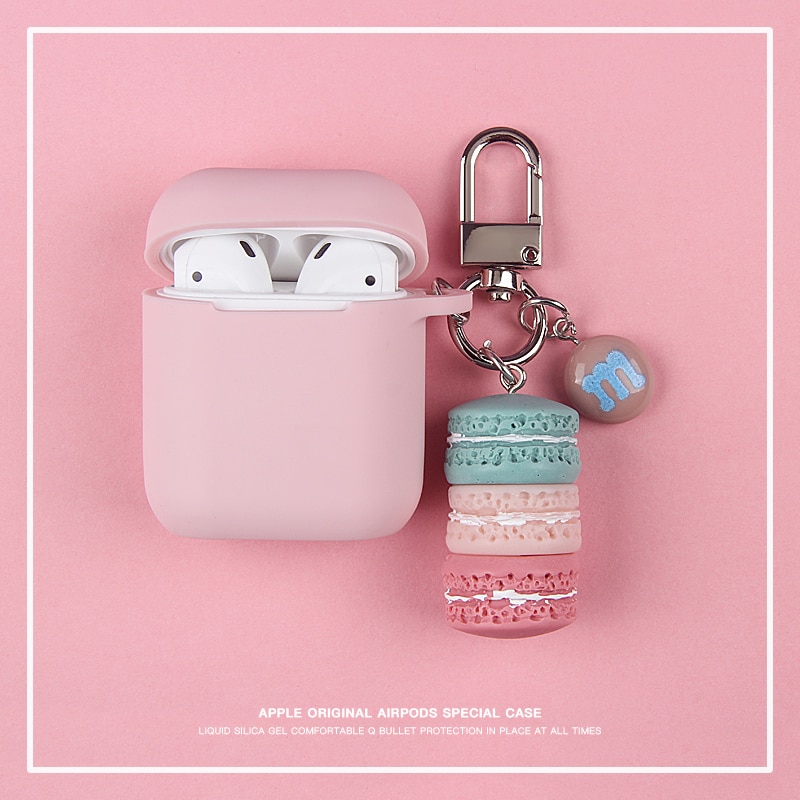 Casing Macaron Pink Kompatibel Untuk Airpods1 2 3 Air Pods Pro Aksesoris Bluetooth Earphone Pelindung Cover Dengan Keyring