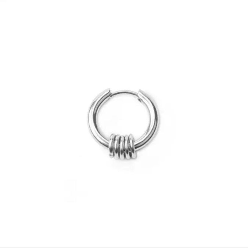 TERLARIS ANTING HOOPS BULU RING TITANIUM /  Anting Gantung Hits / Anting Pria Korea / Anting BTS / Anting K-Pop / earring BLACK