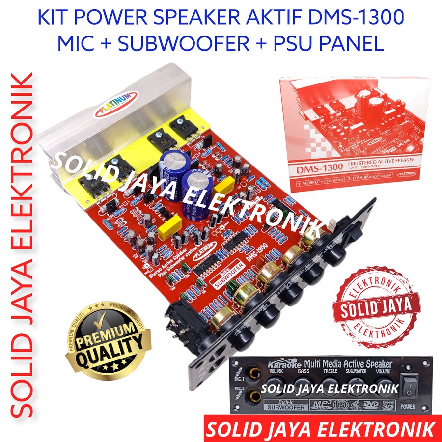 KIT POWER SPEAKER AKTIF 150W STEREO DMS-1300 MIC SUBWOOFER KARAOKE SUB DMS1300 DMS 1300 HI FI ACTIVE  AMPLI AMPLIFIER MOSPEC TIP2955 TIP3055 PLUS PSU PANEL PLATINUM ASLI ORIGINAL