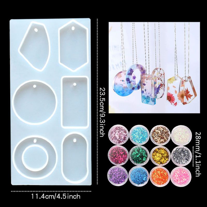 SIY  89Pcs Acrylic Earring Epoxy Resin Molds Kit Resin Geometric Earrings Pendant Resin Silicone Molds Jewelry Making Tools