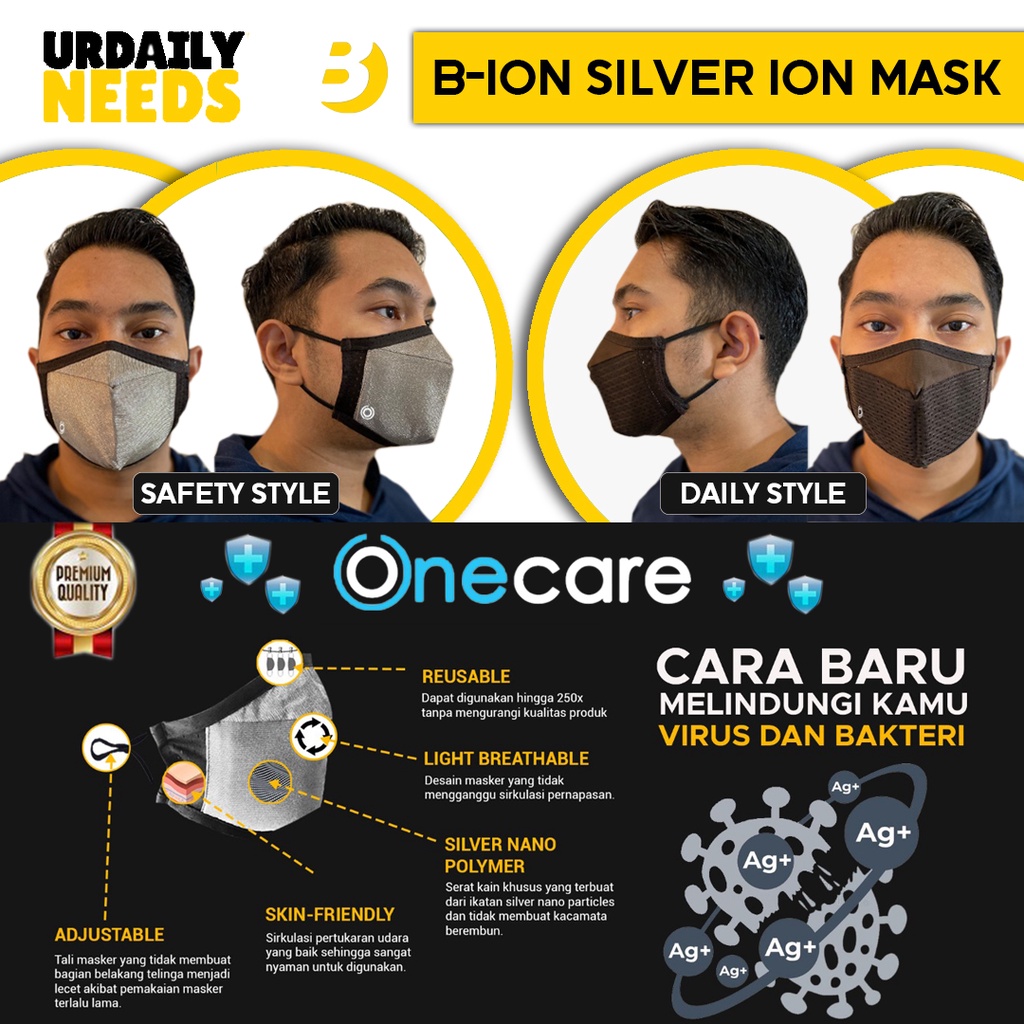 Masker Kain Silver Ion One Care B-ion Canggih dan Aman Masker Bolak Balik