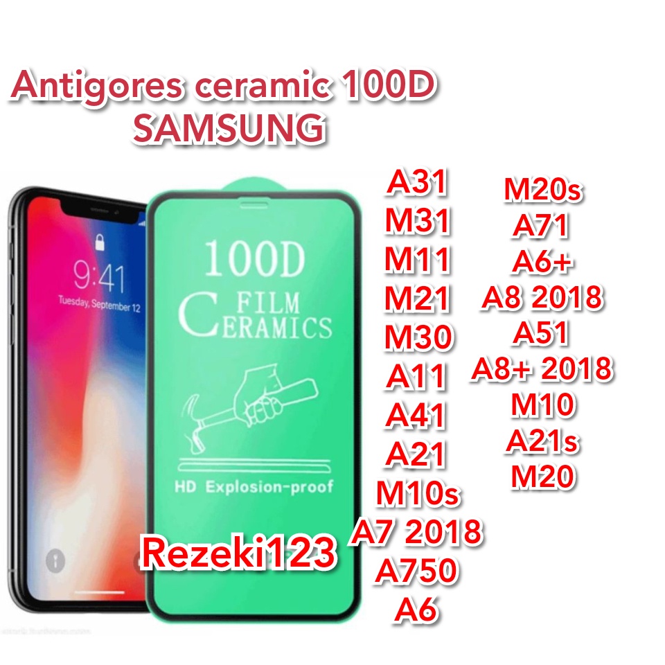SAMSUNG  /M11/M20/M20s/M21/M30/M31/A11/A21/A21s/A31/A41/A51/A71/A6/A7/A8 AntiGores Ceramic 100D