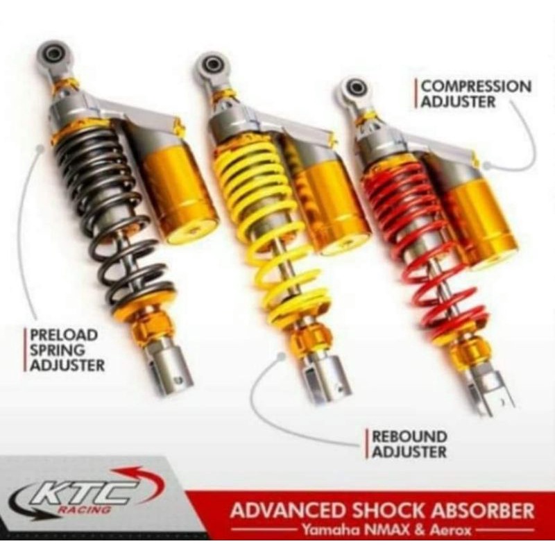 shockbreaker belakang tabung atas merek ktc racing Yamaha aerox 155 UK 305mm