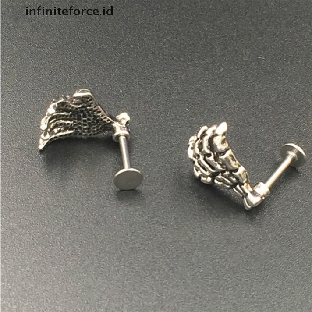 Anting Stud Desain Tangan Tengkorak Gaya Punk Untuk Wanita